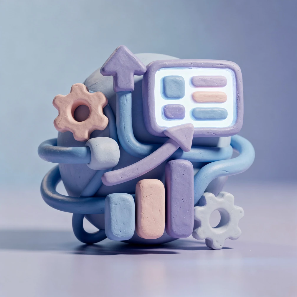 AI advantage for business competitive strategy illustrated in claymation style
