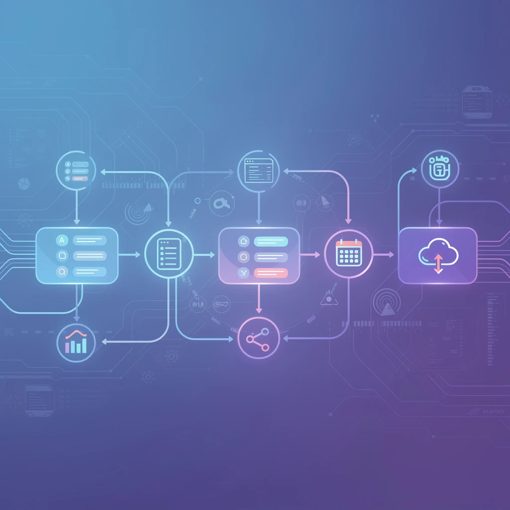 Best AI productivity tools for business — abstract workflow visualization with blue and purple gradients