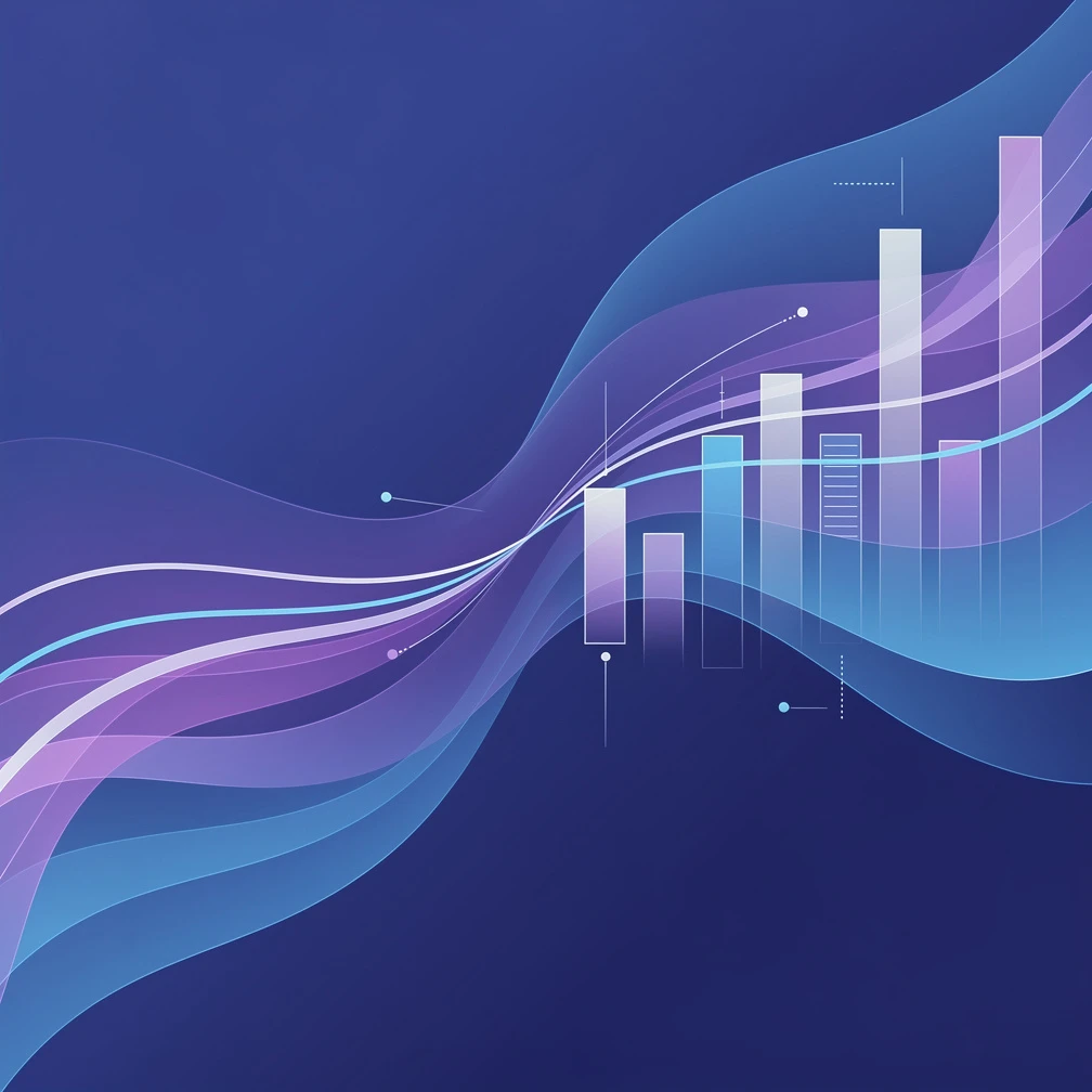 Abstract blue and purple gradient visualization representing AI finance tools and data flows