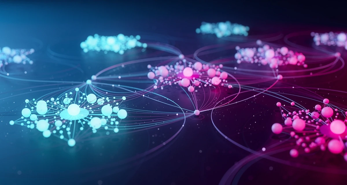 Glowing network of data nodes illustrating AI tools for supply chain management