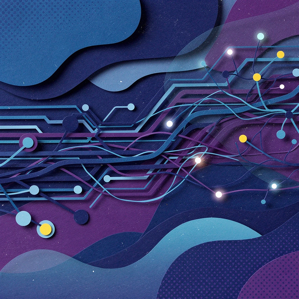 How to build a neural network — retro collage of interconnected neural layers and circuit nodes