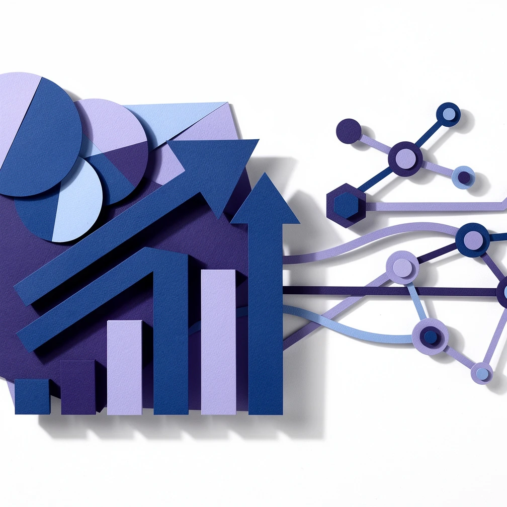 How to use AI to start a business — paper craft illustration of startup growth with AI tools