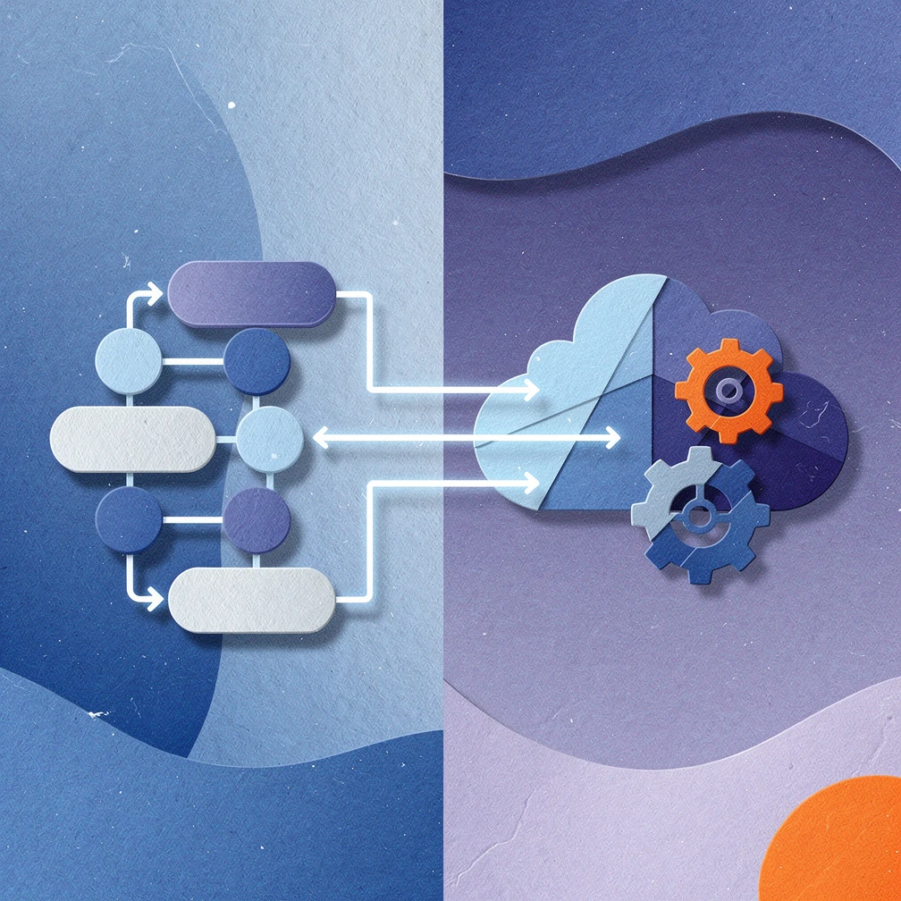 n8n vs Zapier comparison illustration with workflow automation icons