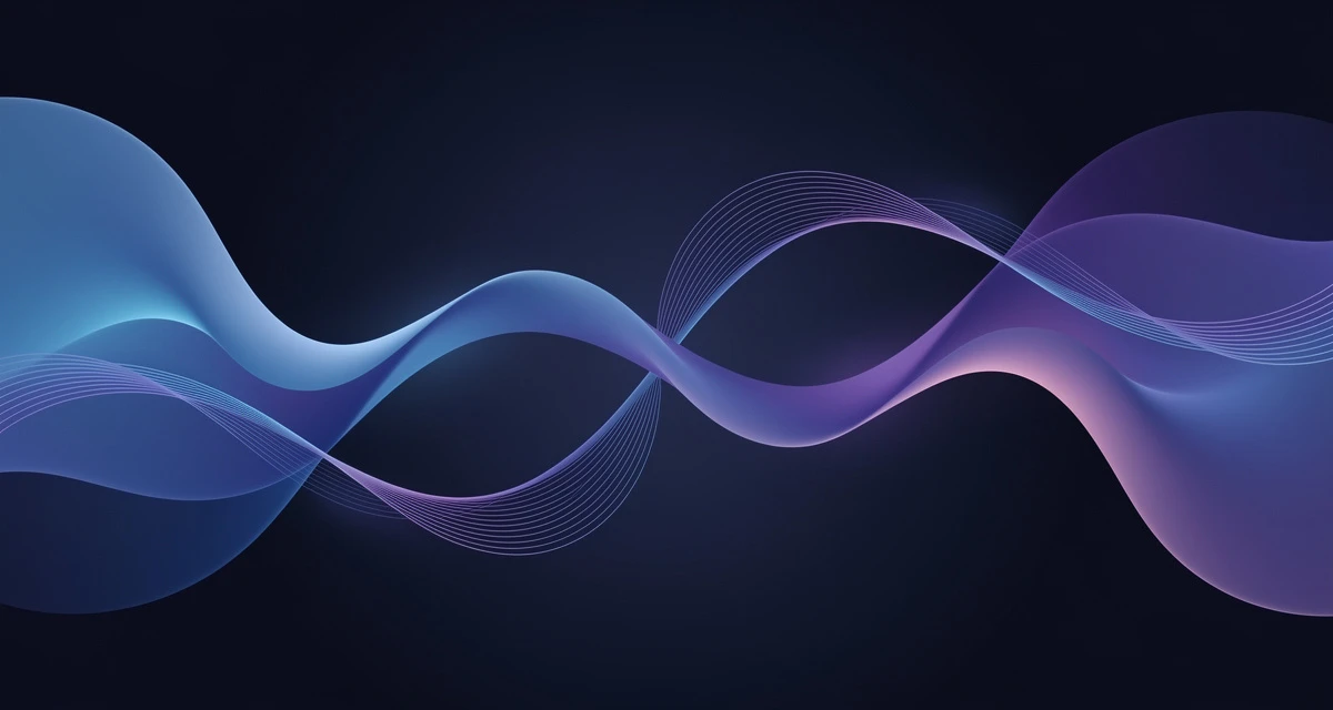 Abstract blue and purple gradient flowing between two data streams representing synthetic and real data for AI training
