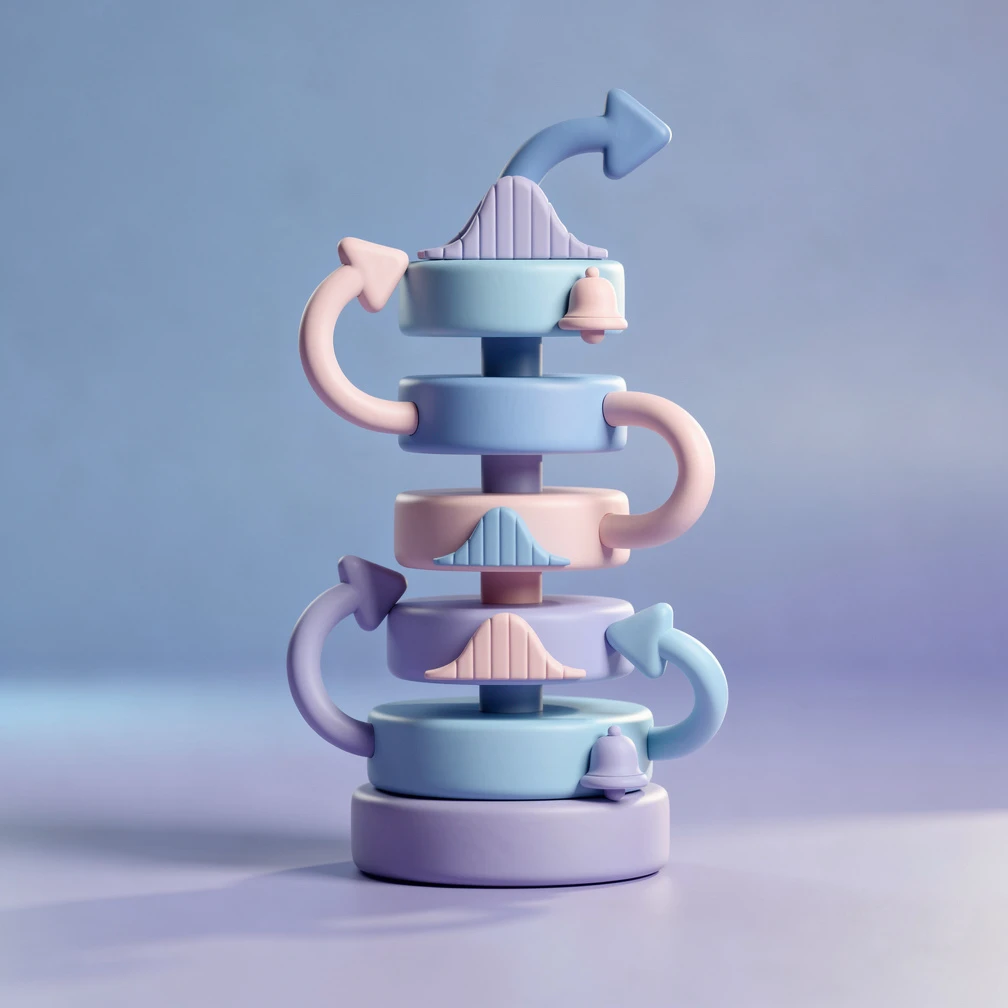 Batch normalization layers in a deep neural network shown as smooth rounded 3D discs in claymation style