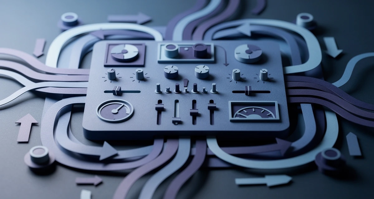 3D paper craft diorama of hyperparameter tuning showing dials and gauges adjusting a machine learning model
