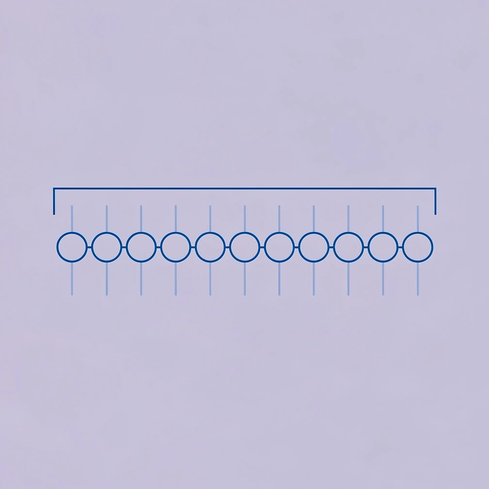 Layer normalization across the feature dimension of a neural network shown as clean blue line art on a soft purple background