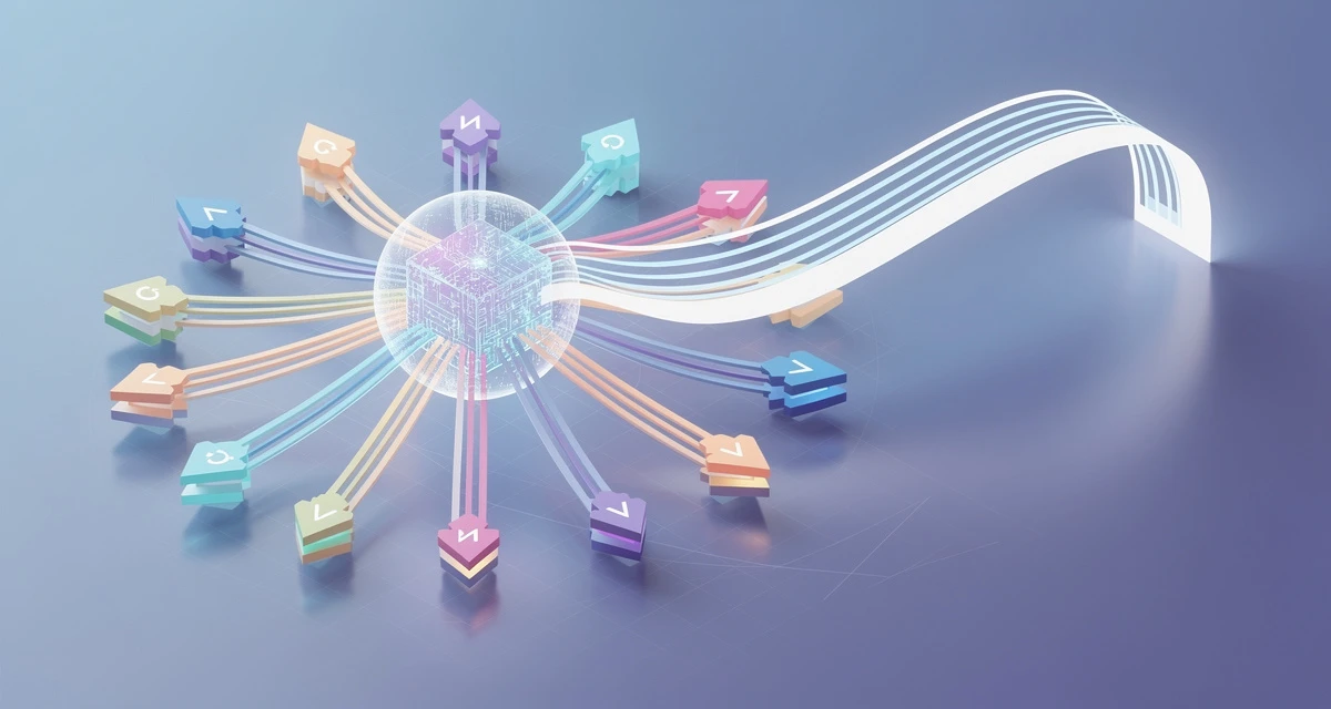 Multi-head attention diagram showing parallel attention heads projecting query key value vectors in blue and purple